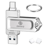 1 x RAW Customer Returns USB Stick for iPhone 15 Flash Drive 128GB Memory Stick External Photo Stick USB 3.0 Type C Stick Dual USB Flash Drive Photostick for iPhone 15 Series iPad Android PC Mac Silver, 128GB  - RRP €30.24