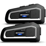 1 x RAW Customer Returns BETOWEY Bluetooth Motorcycle Intercom Pair TK-X2 Motorcycle Helmet Earphones with Noise Cancellation, Distance 1Km, FM Radio, Universal Motorcycle Communication System - RRP €92.44