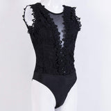 1 x RAW Customer Returns Sexy Sleeveless Bodysuit for Women Lace Deep V Neck Jumpsuit Outfit Club Size L, black - RRP €22.27