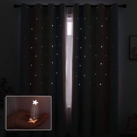 1 x RAW Customer Returns YISURE Hookless Curtains for Children s Room Girls, Colorful Heat-Insulating Blackout Curtain Window Noise Protection with Hollow Stars Children s Curtains, Width 132 x Height 213cm x Set of 2 - RRP €39.31