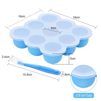 1 x RAW Customer Returns BOCHION baby food freezing container, silicone baby porridge storage with silicone lid, freezer trays for baby food BPA-free, breast milk, herbs, sauces, ice cubes, 9 x 75ml - blue - RRP €18.14