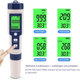 1 x RAW Customer Returns OPSLEA 5 in 1 TDS EC PH Salinity Temperature Meter Digital Water Quality Monitor Tester Digital PH Meter for Pools, Drinking Water, Aquariums - RRP €39.99