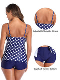 1 x Brand New Summer Mae Women s Tankini Flounces Swimsuit with Swim Shorts Two Piece Swimwear Blue Dots M - RRP €46.38