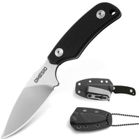 1 x RAW Customer Returns Omesio Neck Knife knife D2 steel, 42A full tang Small fixed knife G10 handle with a Kydex sheath and has a blade length of 7.6 cm, spear point - RRP €26.96