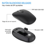 1 x RAW Customer Returns cimetech Wireless Keyboard and Mouse Combo, 2.4G Spanish 2 in 1 USB Ultra Thin Silent Mouse, for PC Laptops Computer Desktop Black  - RRP €26.63