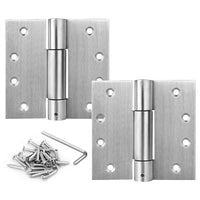 1 x RAW Customer Returns MOUNTAIN ARK door hinge automatic closing door hinge 201 stainless steel 2 pieces 100x100mm, adjustable tension spring hinge 305 degree opening angle one pair load capacity 30kg surface brushed - RRP €21.99