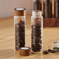 1 x RAW Customer Returns Dropfree Pack of 12 Coffee Bean Tubes, Wooden Stand and Funnel - RRP €41.69