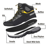 2 x Brand New GRITION Men s Hiking Shoes Waterproof Sports Boots Comfortable and Breathable High Walking Boots Trekking Winter Outdoor Sneakers Black Yellow - RRP €103.2