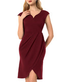 1 x RAW Customer Returns Tanmolo Women s Sleeveless Cocktail Dress V-Neck Evening Dresses Elegant Wrap Dress Knee-Length Party Dress Wine Red, XL  - RRP €22.38