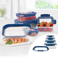 1 x RAW Customer Returns LIVINGTON Flex Fresh - 8-piece food storage container set 2 food storage plates - with stretchable lid - dishwasher safe, BPA free and food safe - RRP €26.34