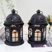 1 x RAW Customer Returns JHY DESIGN Hanging Candle Lanterns 21cm High Set of 2 Garden Lanterns Metal Glass Window Candle Holder for Real Candle Garden Indoor Wedding Bedroom Outdoor Living Room Bedside Balcony White  - RRP €34.7