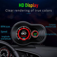 1 x RAW Customer Returns XIAOJUN F9 HUD OBD2 HD Digital Indicator Display T Te High Monitoring with Turbo Access Car Brake Test B - RRP €30.68