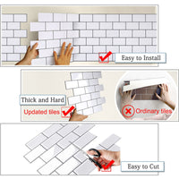 1 x RAW Customer Returns Yoillione Upgrade Thicker 3d Tile Stickers for Bathroom Kitchen, Adhesive Tiles Vinyl Tiles Self-Adhesive Tile Film, White PVC Metro Tiles Self-Adhesive Tile Decor 5 Sheets - RRP €27.22