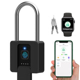 1 x RAW Customer Returns Fingerprint Padlock, Eseesmart Lock with Long Shackle, Large Padlock with Key, Fingerprint App, Waterproof Warehouses, Cargo Car, Garage, School, Door - RRP €59.99