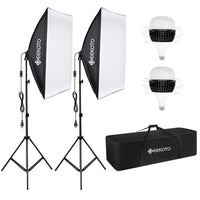 1 x RAW Customer Returns GEEKOTO Softbox Set Photo Studio 50 x 70cm, Continuous Light Studio Light Set with 2 Softbox Lamps E27 85W 5500K, 2m Fully Adjustable Light Stands for Studio Portraits, Product Photography, Fashion Photos, etc. - RRP €96.79