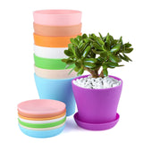 1 x RAW Customer Returns KINGLAKE 16 Pieces 10 CM Plastic Plant Pots Small, Indoor Outdoor Pot Cover, Flower Pot with Trays, Suitable for Seedlings, Cacti, Succulents, Orchids, Herbs -8 Colorful - RRP €17.99