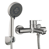 1 x RAW Customer Returns Tecmolog surface-mounted single lever bath mixer shower set stainless steel bathtub fitting with hand shower and shower hose 1.5 m, brushed nickel, SNA516F3 - RRP €59.47