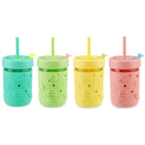 1 x RAW Customer Returns PandaEar Pack of 4 Children s Drinking Cups with Straw, Learning Cups from 6 Months, Toddler Glass Cup, Mason Jar Cup, 8.45 Ounce Children s Cup, Baby Sippy Cup - RRP €29.85