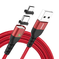 1 x RAW Customer Returns JianHan Magnetic Charging Cable 2M, 3A USB C Micro USB 2 in 1 Magnetic Cable with LED Light for Sumsung Galaxy Huawei Xiaomi Kindle LG Moto Android Smartphones Red  - RRP €10.07