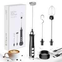 1 x RAW Customer Returns GeeRic Electric Milk Frother, 2 in 1 Handheld Whisk 3-Speed USB Rechargeable Handheld Milk Frother Mixer Frother for Coffee Latte Cappuccino Cream Macchiato Beating Eggs - RRP €16.98