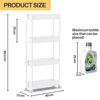 1 x RAW Customer Returns SPACEKEEPER kitchen trolley with 4 levels, narrow trolley niche shelf on wheels, space-saving bathroom shelf and kitchen shelf for kitchen office bathroom, 40x13x86cm, white - RRP €25.99