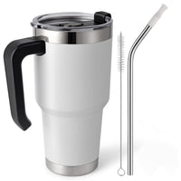 1 x RAW Customer Returns EQARD thermal mug with straw and handle drinking cup coffee mug to go with splash-proof lid and tube brush stainless steel vacuum insulated car mug for hot cold drinks BPA free - RRP €24.17