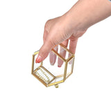 1 x RAW Customer Returns Feyarl ring box ring box glass jewelry boxes geometric storage rings earrings necklaces for living room wedding Mother s Day gift decorative box 8 x 7 x 4.5 cm gold  - RRP €14.99