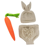 1 x RAW Customer Returns 3 Piece Easter Costume Set Newborn Baby Hat Shorts Carrot Photography Costume Crochet Bunny Jumpsuit Pants 01-Grey 0-12 Months - RRP €24.0