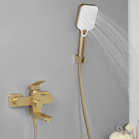 1 x RAW Customer Returns SHANFO bathtub faucet with hand shower, bathtub faucet set, bathtub faucet with shower, bathtub mixer set, brushed gold, 9Y4OK - RRP €99.99