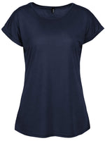 1 x RAW Customer Returns TrendiMax Women s T-Shirt Solid Color Round Neck Short Sleeve Summer Shirt Loose Tops Basic Tops, Dark Blue, L - RRP €18.1