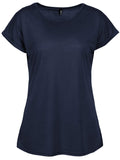 1 x RAW Customer Returns TrendiMax Women s T-Shirt Solid Color Round Neck Short Sleeve Summer Shirt Loose Tops Basic Tops, Dark Blue, L - RRP €18.1