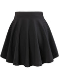 1 x RAW Customer Returns DJT Fashion Women Girls Basic Solid Versatile Stretchy Informal Mini Skater Skirt Black L - RRP €24.08