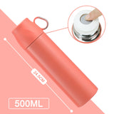 1 x RAW Customer Returns Thermos Bottle 500ML, Leak-Proof Thermos Flask with Drinking Cup and Handle, Insulated Drinking Bottle Stainless Steel BPA Free, Insulated Bottle for Coffee Tea, Water Bottle for Children Adults Pink  - RRP €19.15