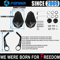 1 x RAW Customer Returns FENRIR E24 handlebar end mirror motorcycle mirror side mirror rear view mirror e tested anti-glare black CNC for naked bike scooter supersport Z900 MT07 MT09 MT10 GSXS750 S1000R F900R R1250R CB500F CB750 - RRP €99.88