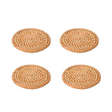 1 x RAW Customer Returns Trsnzul Round Placemats 4 Pieces Rattan Placemats Rattan Placemats Placemat Coasters Cup Round Straw Placemats Suitable for Home Restaurant - RRP €13.55