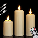 1 x RAW Customer Returns FREEPOWER 3 LED Candles Rechargeable with Remote Control Timer Flickering Warm White Dimmable Electric Rechargeable Pillar Candles with USB Type-C Cable, Outdoor Waterproof 5 x 10.5 14 17cm  - RRP €17.14