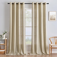 1 x RAW Customer Returns MIULEE Curtains Bedroom Curtain Beige Curtain Living Room Linen Look Curtains with Eyelets Window Semi-Transparent Curtain Modern Interior Balcony Door Kitchen Curtains 140 x 260 cm - RRP €32.49