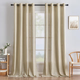 1 x RAW Customer Returns MIULEE Curtains Bedroom Curtain Beige Curtain Living Room Linen Look Curtains with Eyelets Window Semi-Transparent Curtain Modern Interior Balcony Door Kitchen Curtains 140 x 260 cm - RRP €32.49