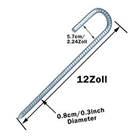 1 x RAW Customer Returns JOERRES Galvanized Ground Anchor, 12 Inch J Ground Spike Construction Anchor Trampoline, Tent Nail with Chisel Tip at the End, Ideal for Securing Fences, Tents, Canopies, Sheds, Trampoline, Swing Sets 12  - RRP €32.24