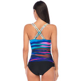 1 x RAW Customer Returns YNIQUE Tankini Set Women s Tummy Control Swimsuit Swimwear Two-Piece Push Up with Adjustable Bikini Briefs Print Swimsuit Bikini Sporty - RRP €37.28