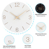 1 x RAW Customer Returns Warminn MDF Wooden Wall Clock Without Ticking Noise Silent Modern 30cm Quartz Large Battery Operated Wall Clock Easy to Read for Room Home Kitchen Bedroom Office School White  - RRP €23.39