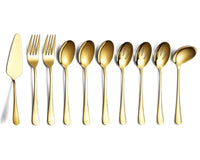 1 x RAW Customer Returns HOMQUEN Gold 10-piece serving cutlery set, stainless steel serving utensil set, with slotted serving spoon, serving spoon, cake server, serving fork, soup ladle - RRP €18.98