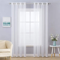 1 x RAW Customer Returns MIULEE Set of 2 Voile Curtains with Eyelets Transparent Curtain Made of Voile Polyester Living Room Airy Decorative Curtain for Bedroom White 245 x 140cm H x W , Grommet Top - RRP €18.69