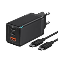 1 x RAW Customer Returns Baseus Charger 65W, Power Delivery with GaN Tech, USB Charger with Fast Charging Cable USB C 100W, Adapter for iPhone, iPad, MacBook, Galaxy, Huawei, Lenovo, Switch and Plus Black  - RRP €22.99