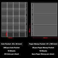 1 x RAW Customer Returns Coin Collection Book Holder for Collectors, 200 Pockets Coins Collecting Album 30 Sleeves Paper Money Display Storage Case - RRP €29.23