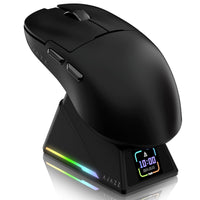 1 x RAW Customer Returns ATTACK SHARK Ajazz AJ159APEX PAW3950 Gaming Mouse, 42000 DPI, 8000Hz Wireless Polling Rate, RGB Magnetic Charging Dock with Color Display, 56g Superlight, 2.4G BT Wired Gaming Mouse, PC Mac, Black - RRP €80.5