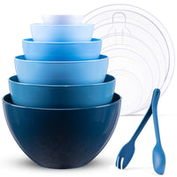 1 x RAW Customer Returns Luxear Large Mixing Bowl 0.2-6.5 L Salad Bowl Set with Lid, 6-Piece Bowl Set with Forks Spoons, Large Plastic Bowls BPA-Free Stackable Bowl Set Mixing Bowl Set - RRP €33.62