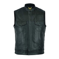 1 x RAW Customer Returns Leatherick Men s Anarchic Style Cowhide Motorcycle Leather Vest Black - XL58 - RRP €92.99