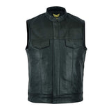 1 x RAW Customer Returns Leatherick Men s Anarchic Style Cowhide Motorcycle Leather Vest Black - XL58 - RRP €92.99