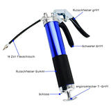 1 x RAW Customer Returns Kikuo Grease Gun for Grease Nipples, One Hand Grease Gun Pistol Grip, 600 cc Blue Grease Gun 14 oz with 13.6 inch Flexible Hose, 8000 PSI - RRP €28.63